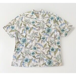 Tommy Bahama shirt XL men Silk Floral Beige original fit button up SS shirt ECU